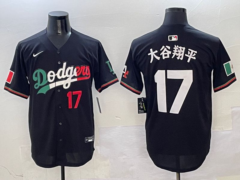 Men Los Angeles Dodgers 17 Ohtani Black Mexico Nike 2025 MLB Jersey style 4